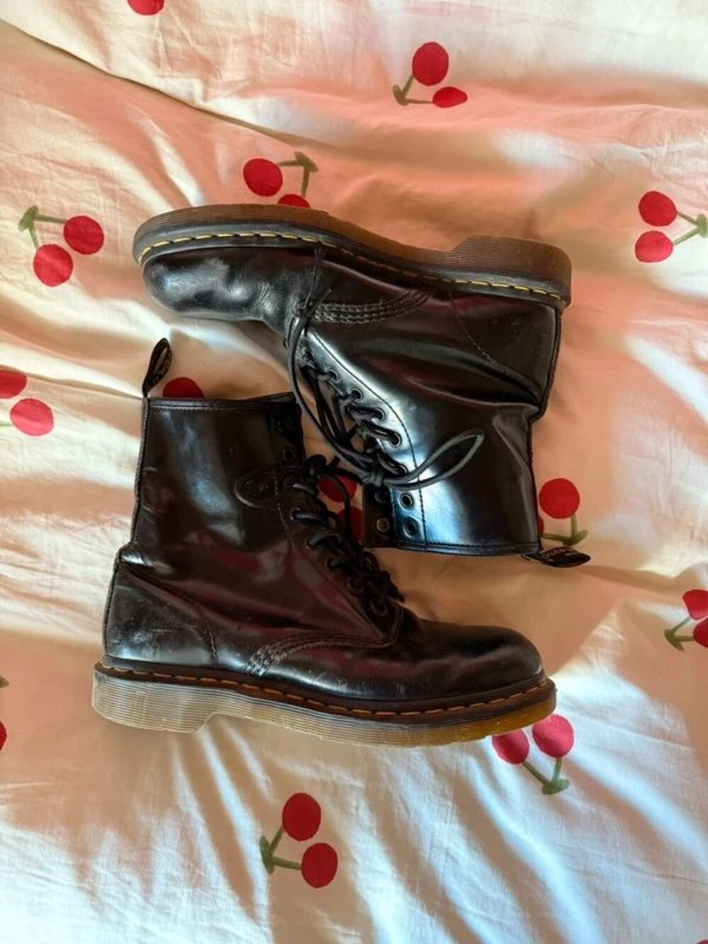 Black leather Doc Martens boots